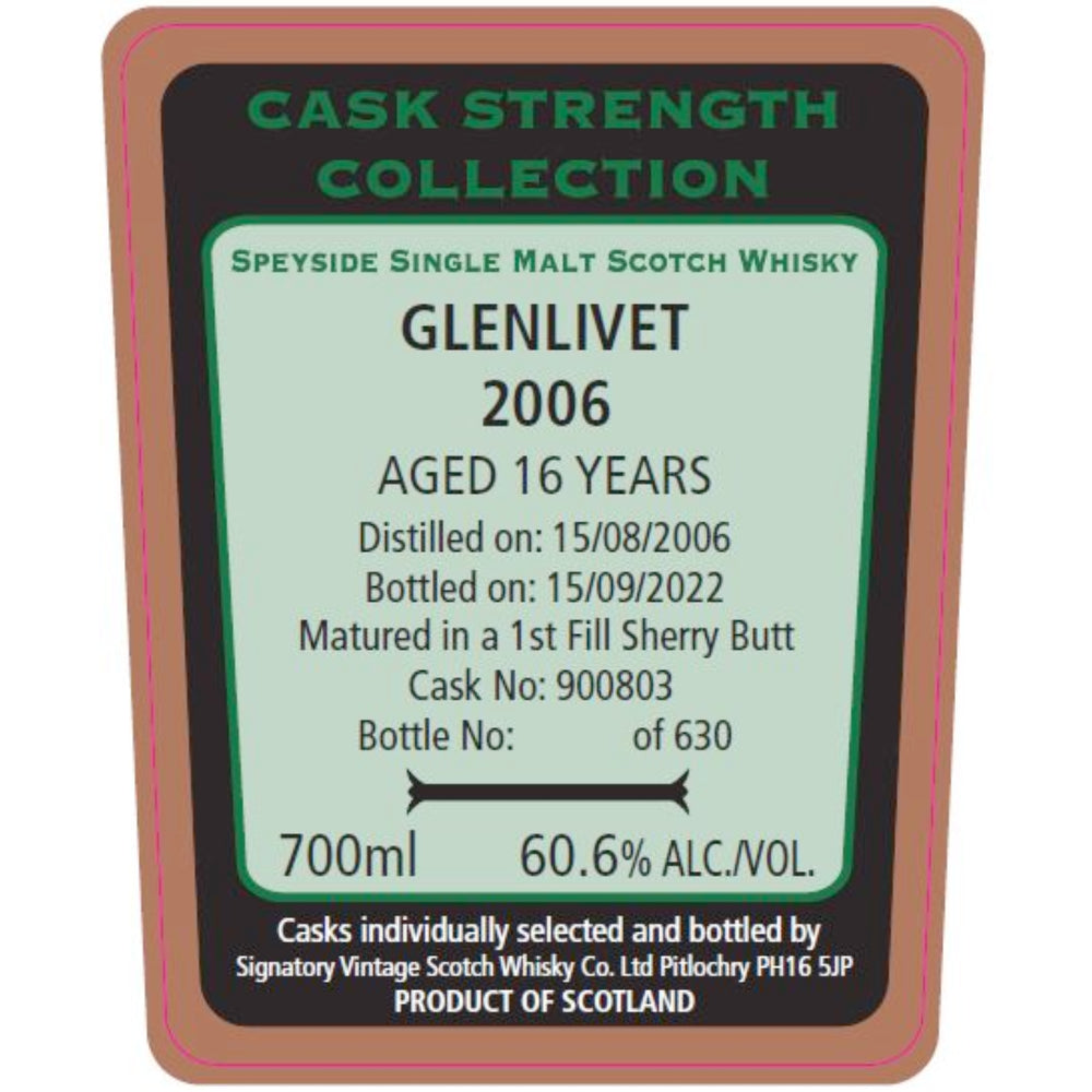 Signatory Vintage 2006 Glenlivet 16 Year Old