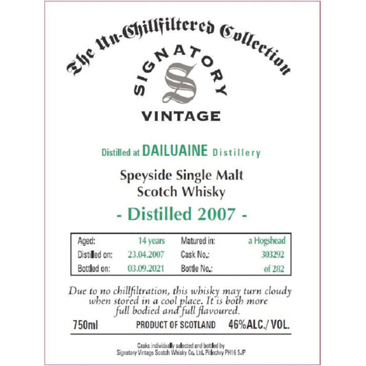 Signatory Vintage 2007 Dailuaine 14 Year Old