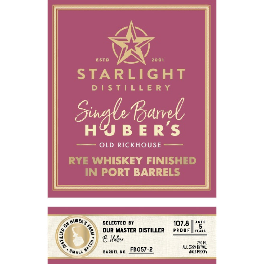 Starlight 5 Year Old Single Barrel Rye Finished In Port Barrels