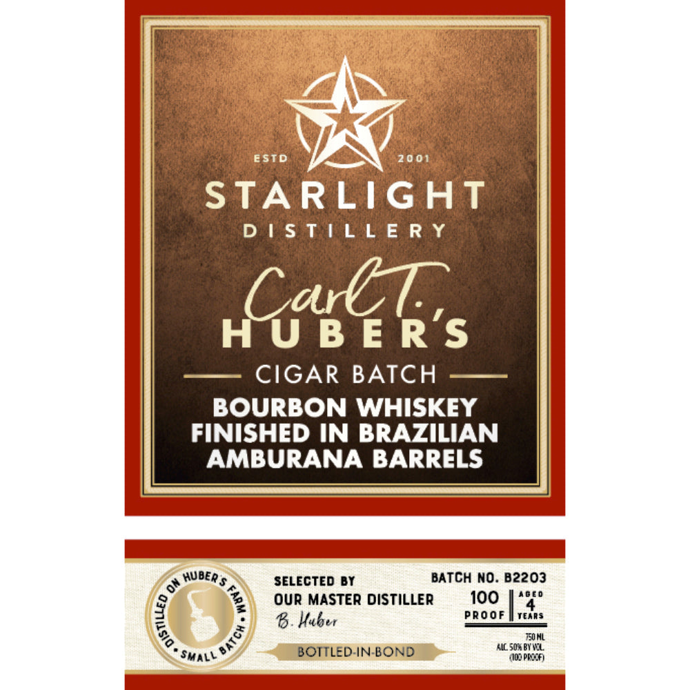 Starlight Huber's Bottled in Bond Cigar Batch Bourbon