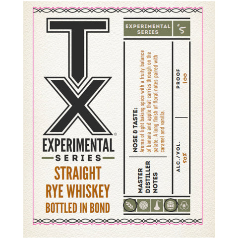 TX Experimental Series #5 Bottled in Bond Straight Rye Whiskey