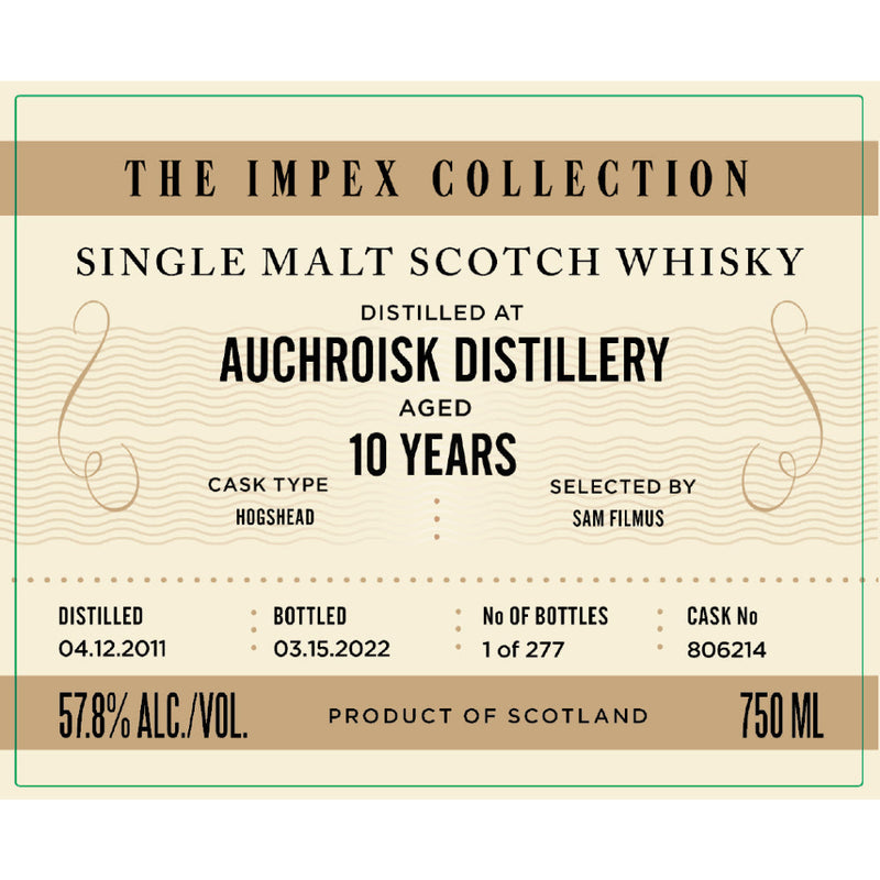 The ImpEx Collection Auchroisk Distillery 10 Year Old