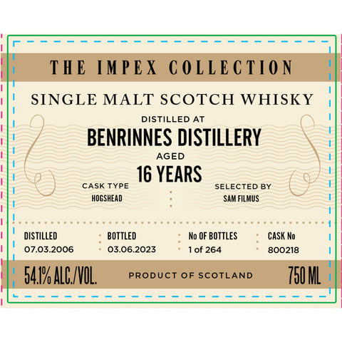 The ImpEx Collection Benrinnes Distillery 16 Year Old 2006