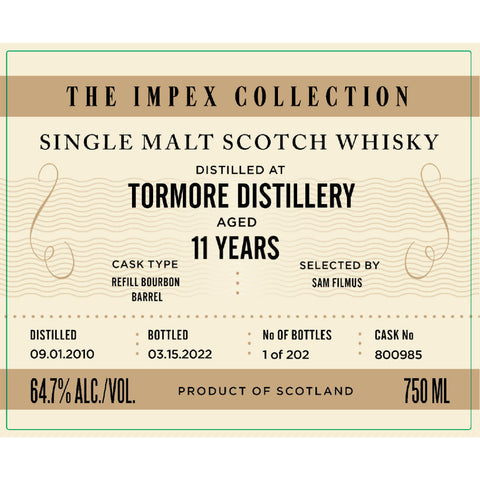 The ImpEx Collection Tormore Distillery 11 Year Old