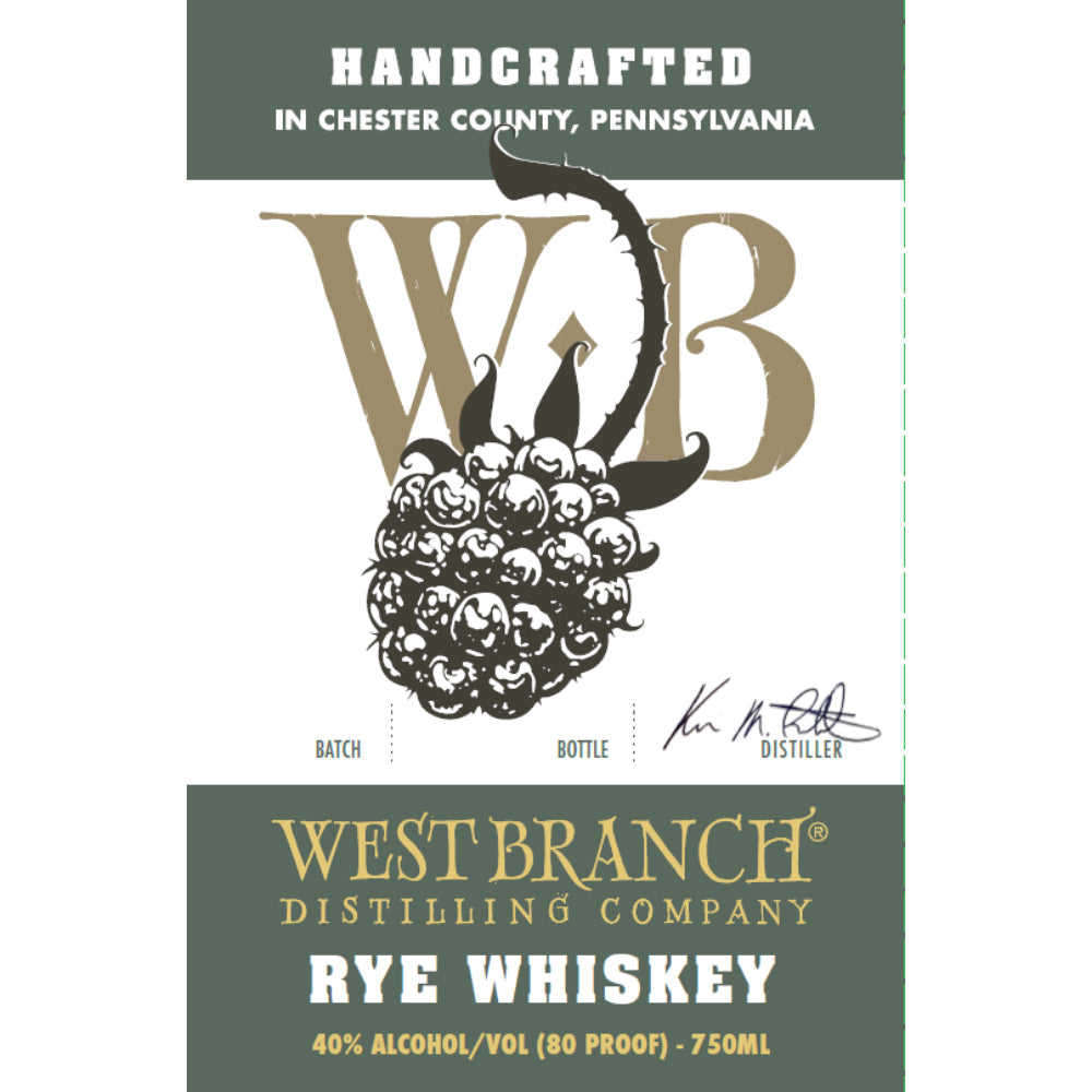 West Branch Distilling Rye Whiskey