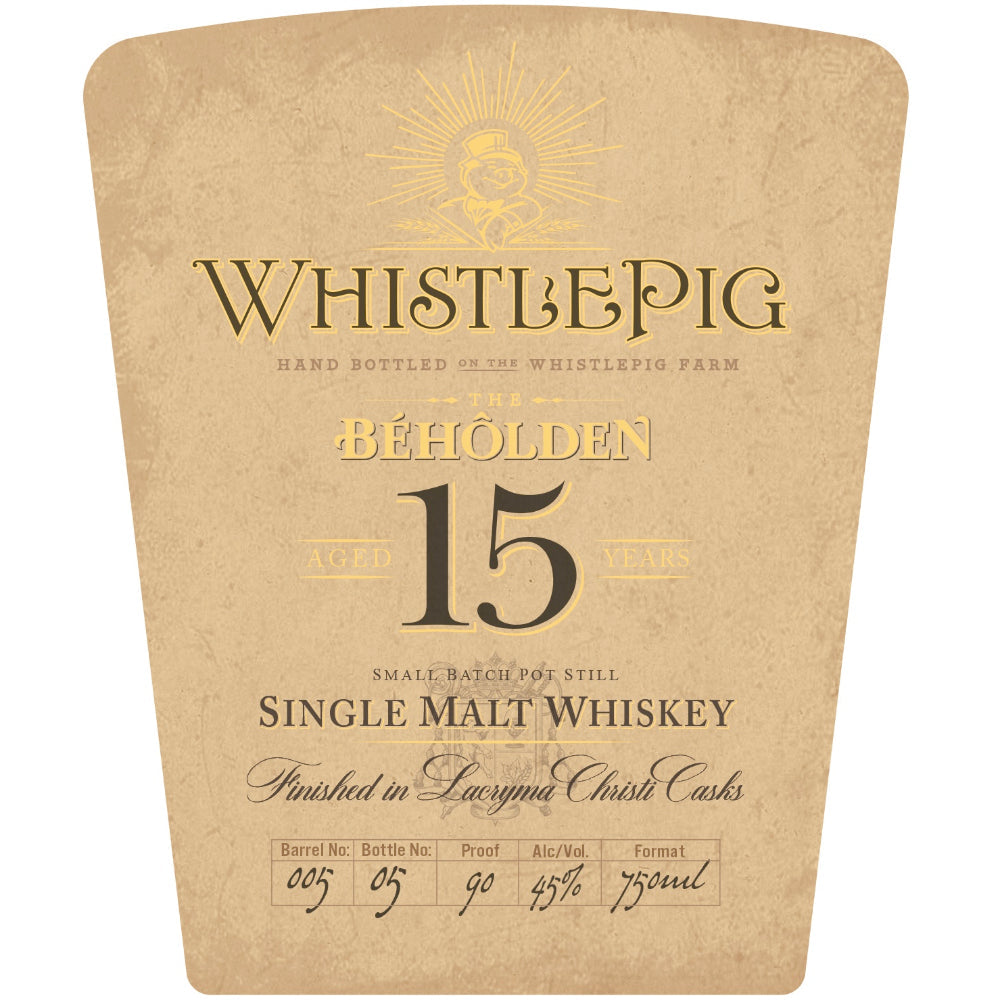 WhistlePig The Beholden 15 Year Old Finished in Lacryna Christi Casks