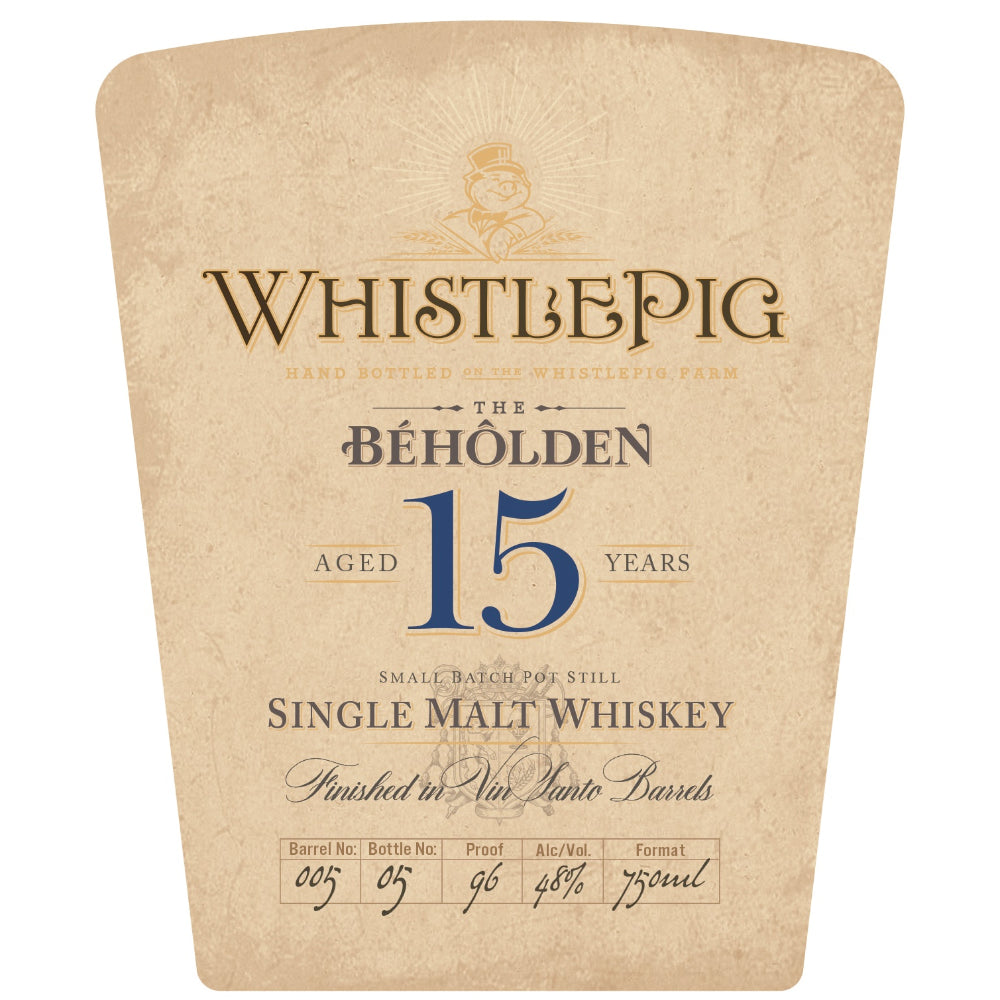 WhistlePig The Beholden 15 Year Old Finished in Vin Santo Barrels