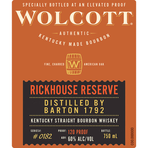 Wolcott Rickhouse Reserve Kentucky Straight Bourbon