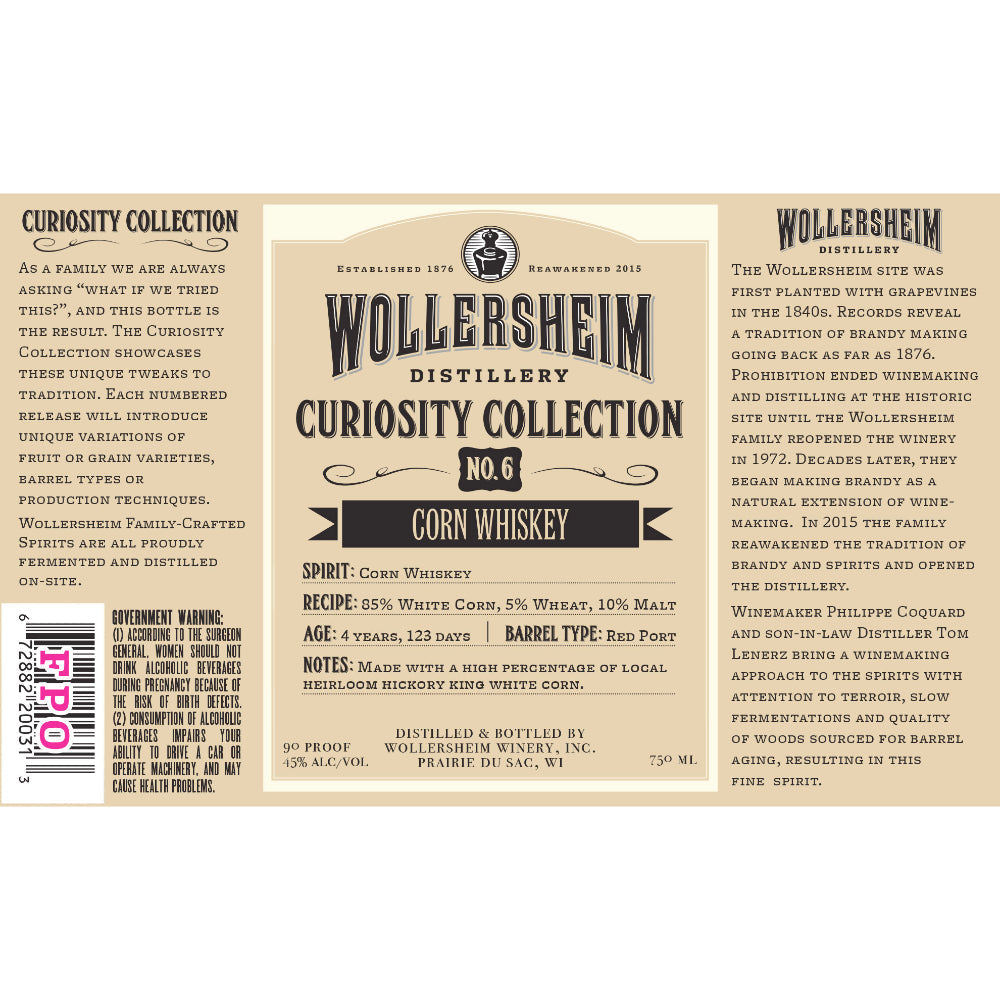 Wollersheim Curiosity Collection No. 6 Corn Whiskey