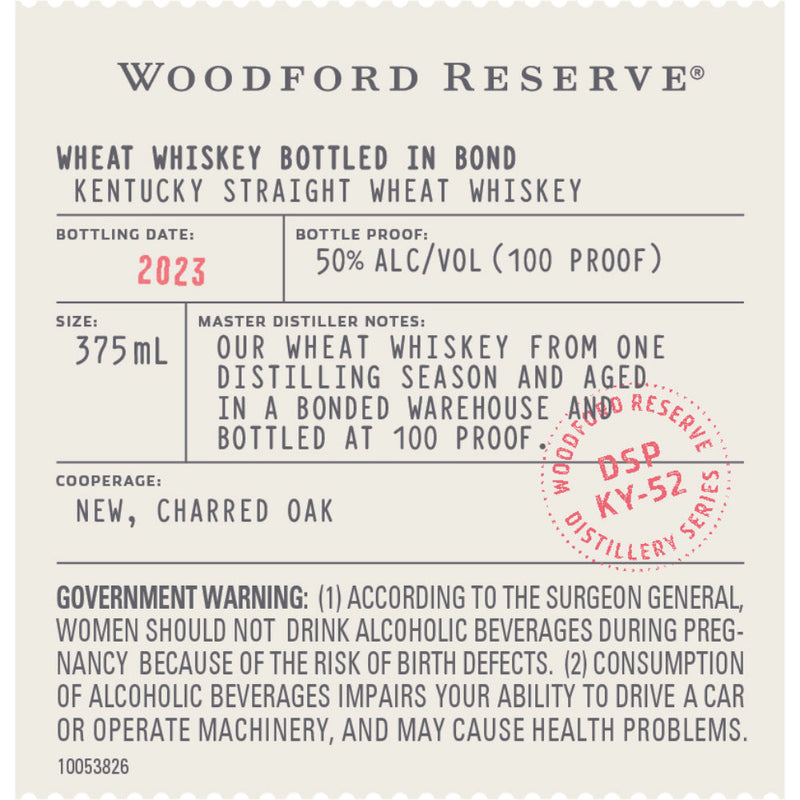Woodford Reserve Bottled in Bond Kentucky Straight Wheat Whiskey
