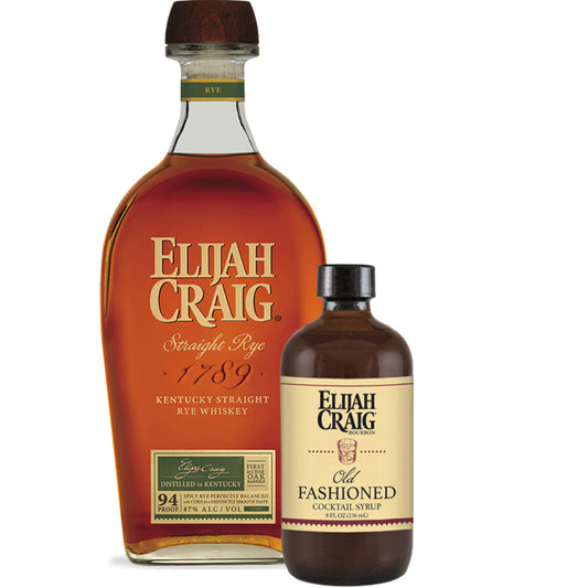 Elijah Craig Straight Rye Whiskey + FREE Bottle Of Elijah Craig Old Fashioned Cocktail Syrup