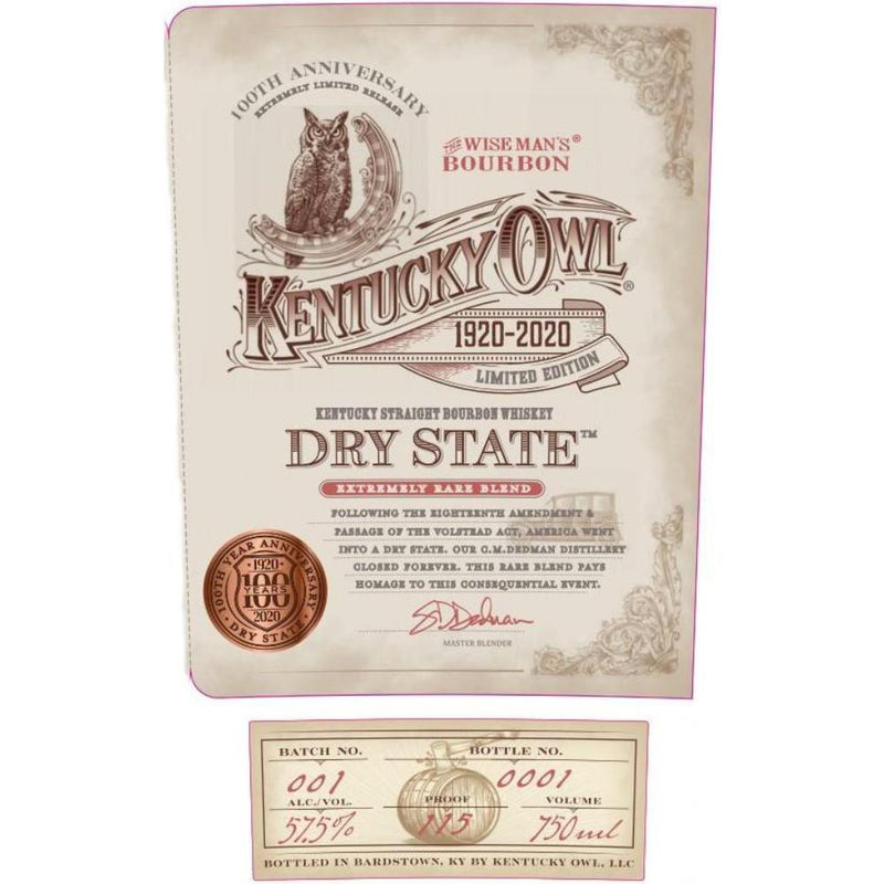 Buy Kentucky Owl Dry State 100th Anniversary Edition online from the best online liquor store in the USA.