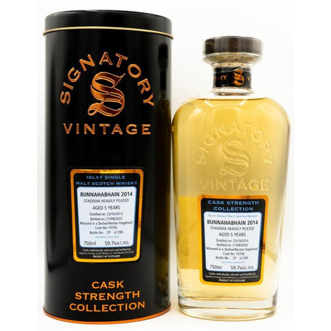 Signatory Cask Strength 2014 Bunnahabhain 5 Year Islay Single Malt Scotch Whsiky