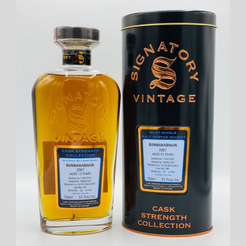 Signatory Vintage Cask Strength Bunnahabhain 2007 13 Year Old Single Barrel Single Malt Whisky