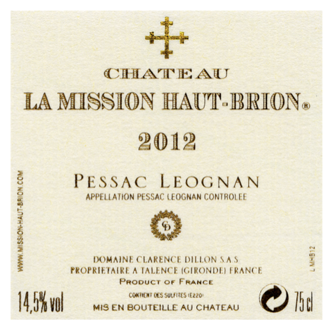 Chateau La Mission Haut-Brion 2012 Pessac Leognan